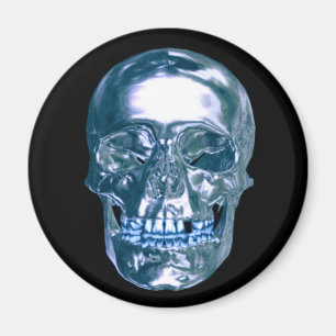 Blue Chrome Skull Magnet