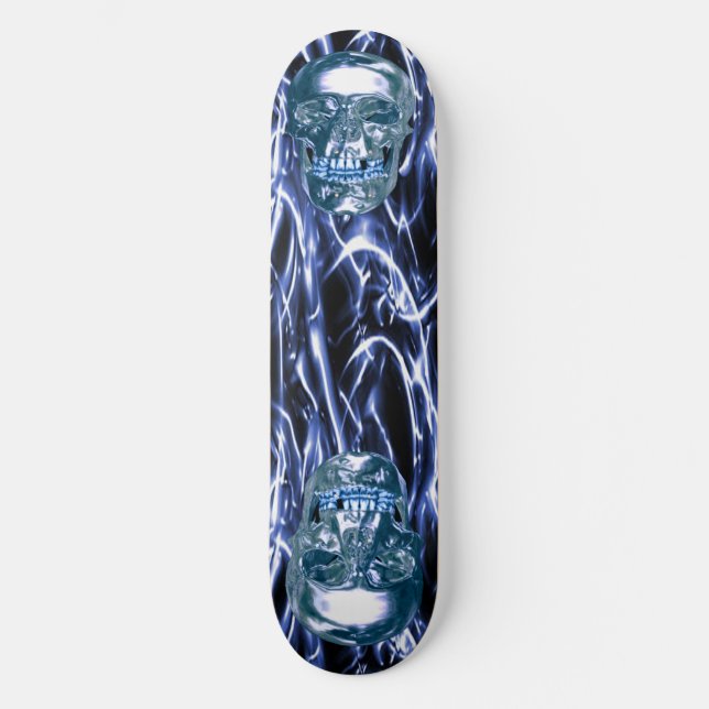 Blue Chrome Skulls Skateboard (Front)