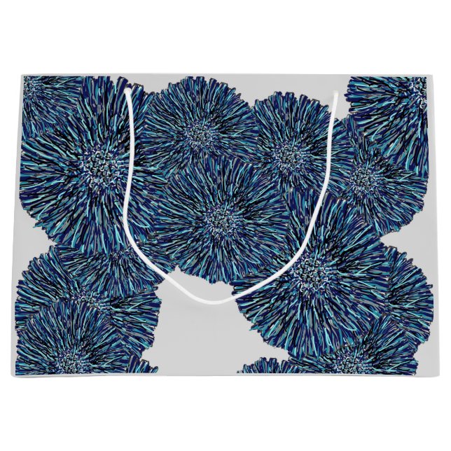 Blue Chrysanthemum Large Gift Bag (Front)