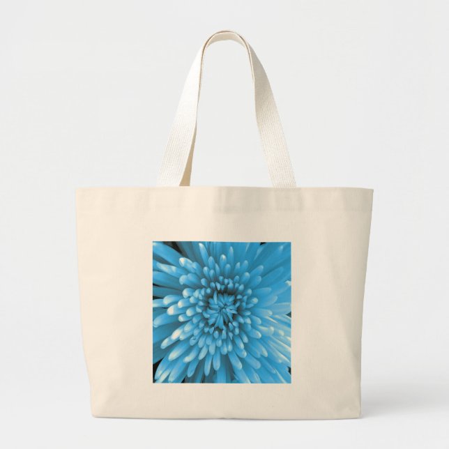 Blue Chrysanthemum Large Tote Bag (Front)