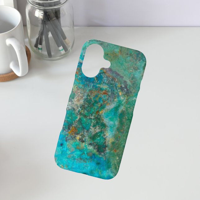 Blue Chrysocolla Mineral Stone iPhone 16 Case (In Situ)