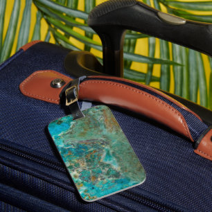 Blue Chrysocolla Mineral Stone Luggage Tag