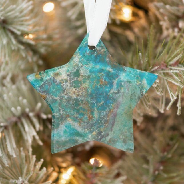 Blue Chrysocolla Mineral Stone Ornament (Tree)