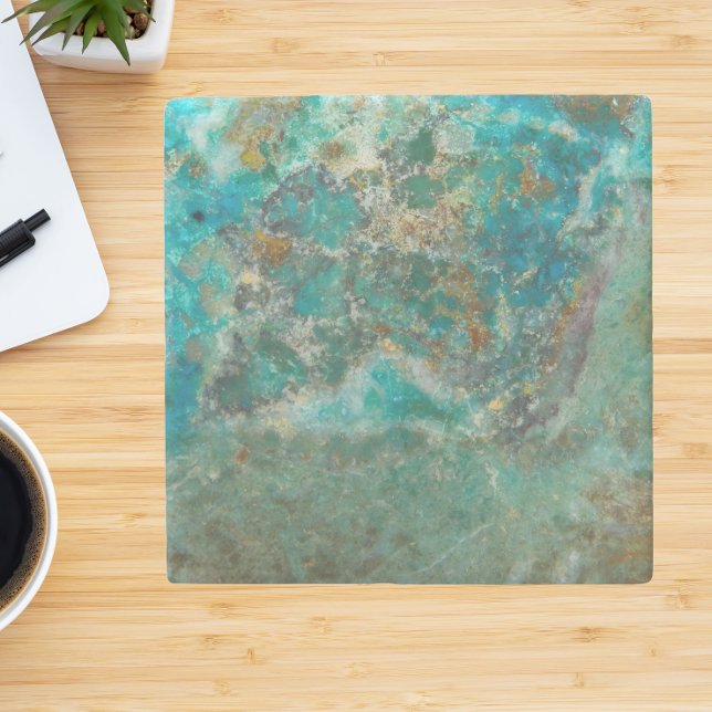 Blue Chrysocolla Mineral Stone Stone Coaster (In Situ)
