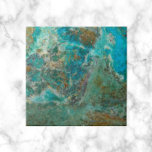 Blue Chrysocolla Mineral Stone Tile<br><div class="desc">Ceramic tile that features a photo image of the beautiful,  turquoise blue colours of Chrysocolla mineral stone. Select your size tile. Makes a great trivet for the kitchen. Please not that there is no real stone in this product.</div>