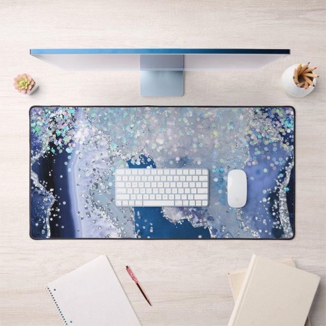 blue chunky glitter design desk mat (Office 1)