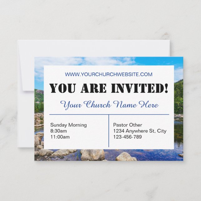 Blue Church Invitation Card (Front)