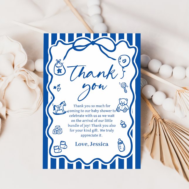 Blue Ciao Baby Italian Baby Shower Thank You Card (Creator Uploaded)