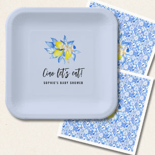 Blue, Ciao Baby, Lemons Paper Plate