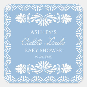 Blue Cielito Lindo Boy Baby Shower Sticker