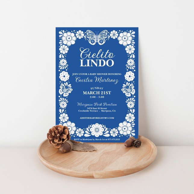 Blue Cielito Lindo Mexican Baby Shower Boy Invitation (Creator Uploaded)