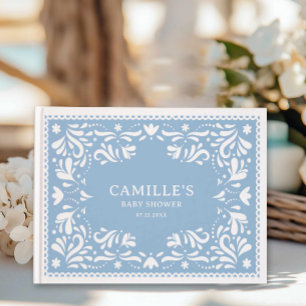 Blue Cielito Lindo Papel Picado Baby Shower Guest Book