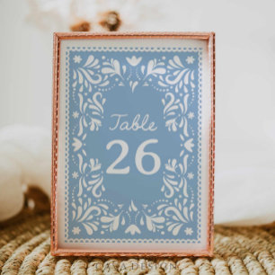 Blue Cielito Lindo Papel Picado Baby Shower Table Number