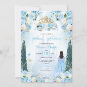 Blue Cinderella Fairytale Princess Sweet Sixteen Invitation