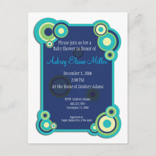 Blue Circle Baby Shower Invitation Postcard