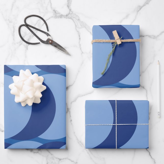 Blue Circle Geometric  Wrapping Paper Sheet (Front)