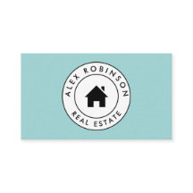 Blue circle house logo real estate business card