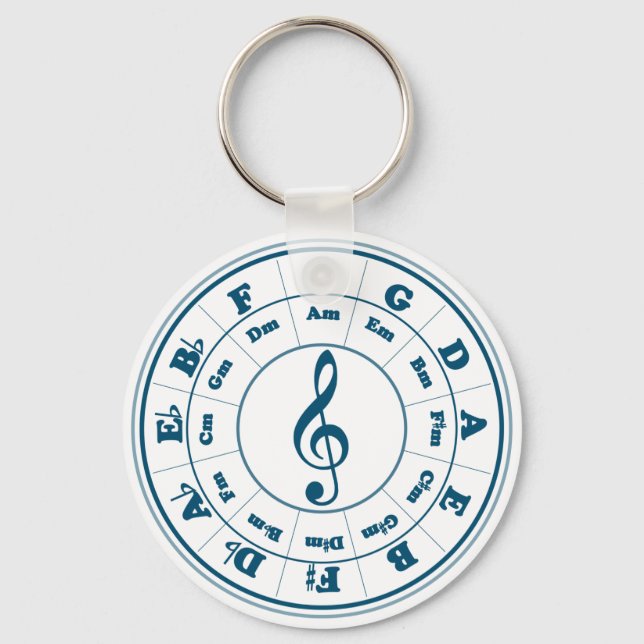 Blue Circle of Fifths Key Ring (Front)