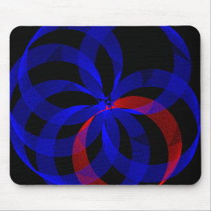 Blue Circle Red Accent Mouse Pad