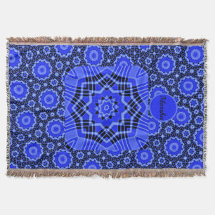 Blue Circles Abstract Flower Throw Blanket
