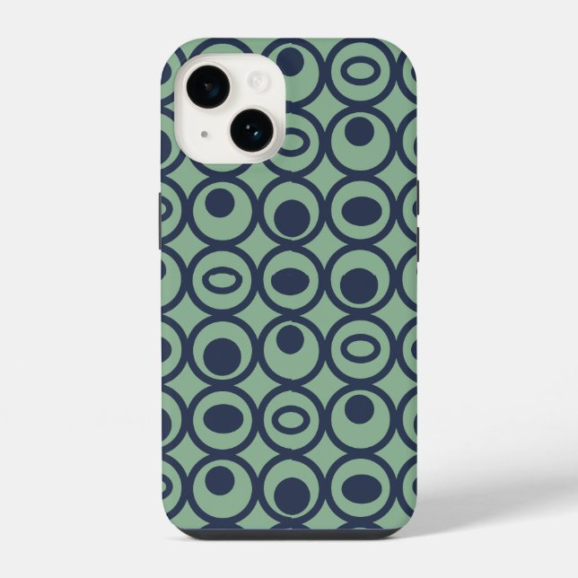 Blue Circles in Circles iPhone Case (Back)