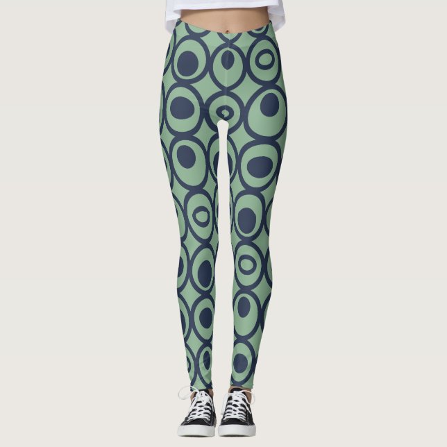 Blue Circles in Circles Leggings (Front)