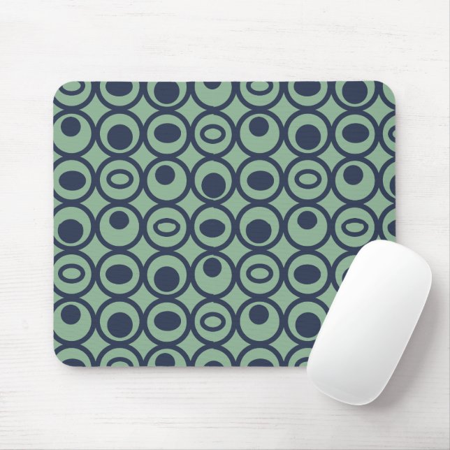 Blue Circles in Circles Mouse Mat (With Mouse)