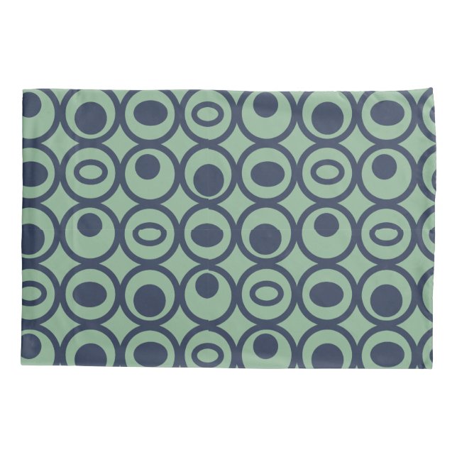 Blue Circles in Circles Pillowcase (Back)
