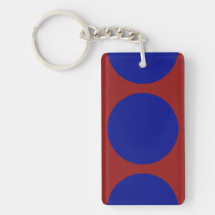 Blue Circles on Red Key Ring