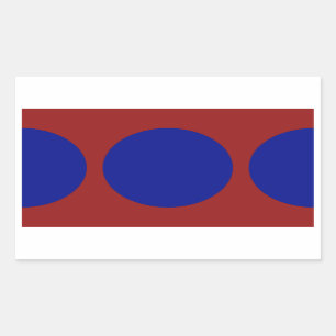 Blue Circles on Red Rectangular Sticker