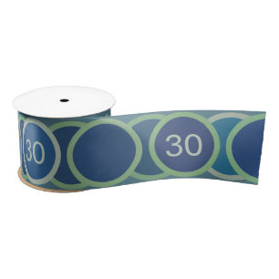 Blue Circles Pattern Custom Birthday Age Satin Ribbon