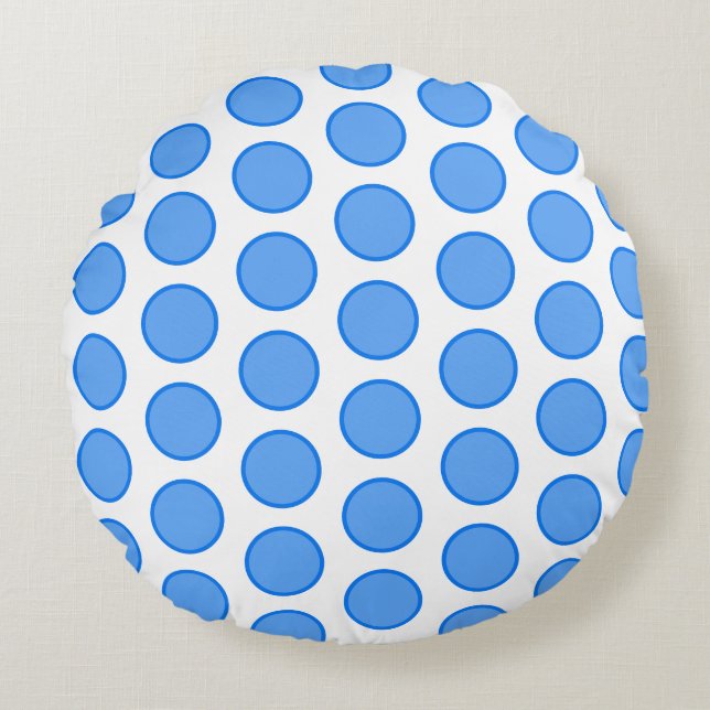 Blue Circles Round Cushion (Front)