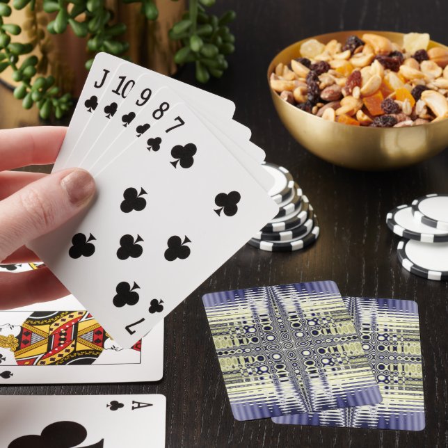 Blue Circles Symmetrical Fractal Playing Cards (In Situ)