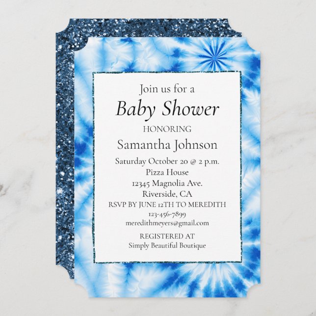 Blue Circles Tie Dye Invitation (Front/Back)