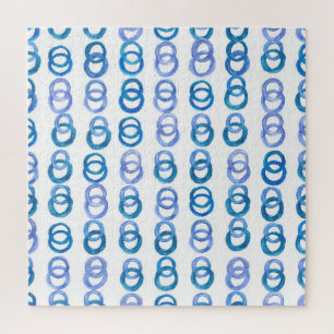 Blue circles: watercolor polka dot jigsaw puzzle