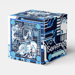 Blue Circuit Board Favour Box