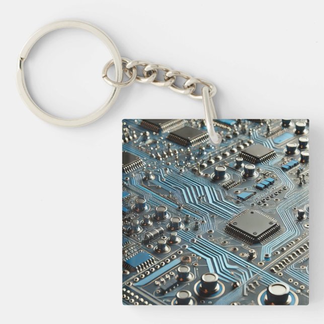 Blue Circuit Board Key Ring (Front)