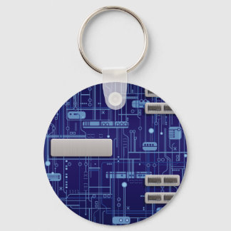 Blue Circuit Board Key Ring