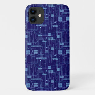 Blue Circuit Board Pattern iPhone 11 Case