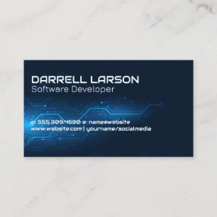 Blue Circuit Board   Technology Background Business Card