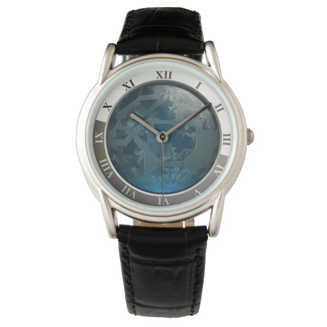 Blue Circuits & Gears Custom Watch (Front)