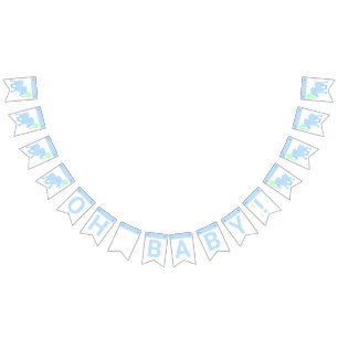 Blue Circus Cute Elephant Baby Shower Oh Baby Bunting