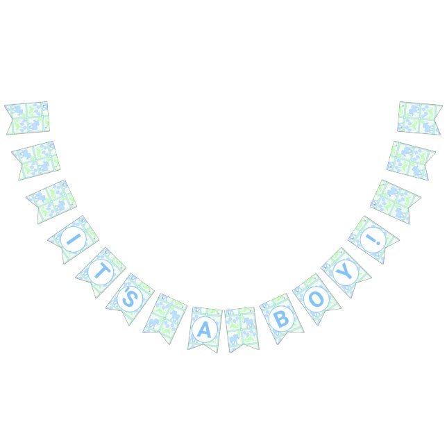 Blue Circus Cute Pattern Baby Boy Baby Shower Bunting (All)