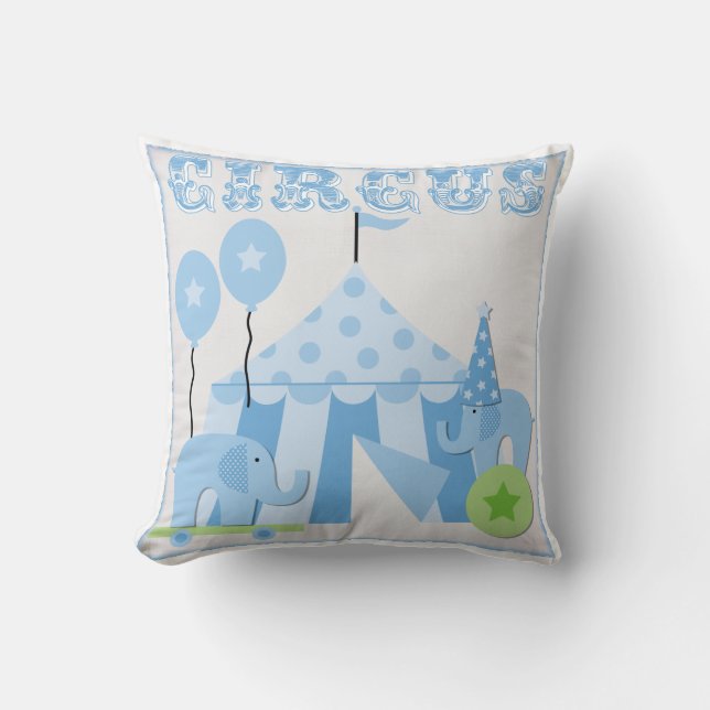 Blue Circus Fun Pillow (Front)