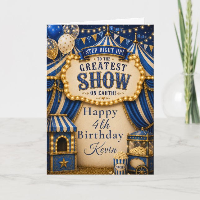 Blue Circus Party Card (Front)