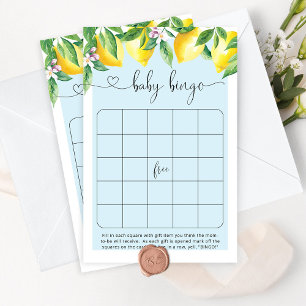 Blue citrus lemons baby shower bingo game