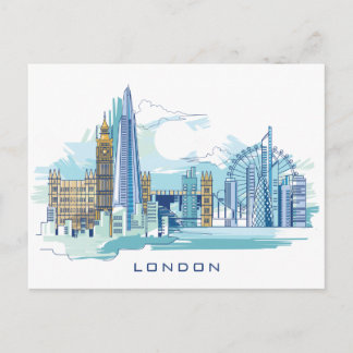 Blue City Skyline | London, England Postcard