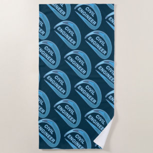 Blue Civil Engineer Beach Towel