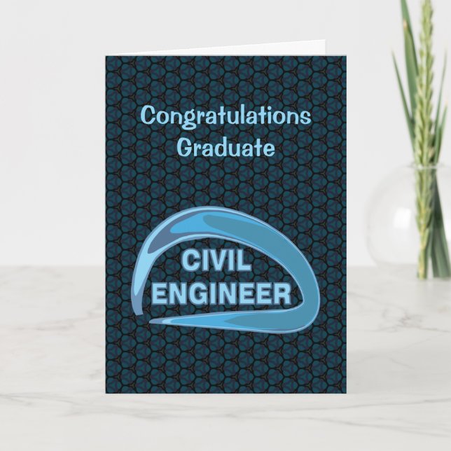 Blue Civil Engineer Graduation Card (Front)