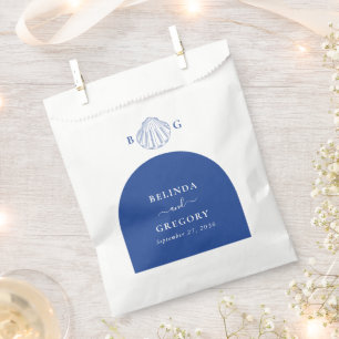 Blue Clam Seashells Coastal Seaside Beach Wedding Favour Bags